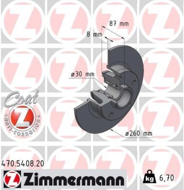 Image of ZIMMERMANN Brake disc ZIMMERMANN 470.5408.20