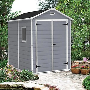 image of Keter Manor Double Door Plastic Shed Grey - 8 x 6 ft