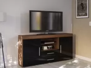 Image of Birlea Edgeware Walnut and Black High Gloss 2 Door 2 Drawer Sideboard Flat Packed