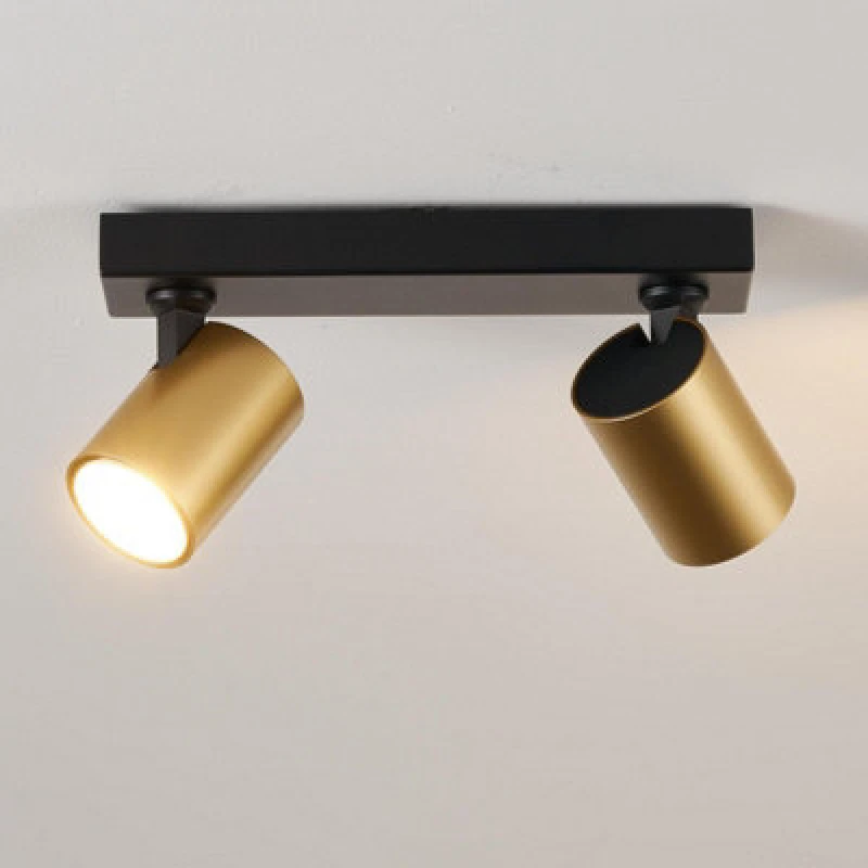 Image of Harper Living 2-Way Ceiling Spotlights, Gu10 Track Lighting, Black & Gold Finish, Rotatable Modern Ceiling Lamp