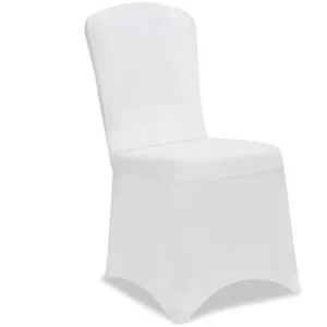 image of 2x Fitted Lycra Chair Covers Spandex Wedding Banquet Anniversary Party Cloth SET White