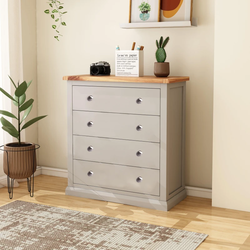Image of Cabinet Bits Loreo 4 Drawer Chest of Drawers Chrome Knob in Light Grey Light Grey Unisex