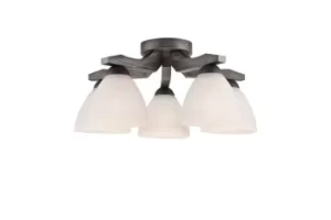 image of Adriano Multi Arm Semi Flush Ceiling Light, Glass Shades, Graphite, 5x E27