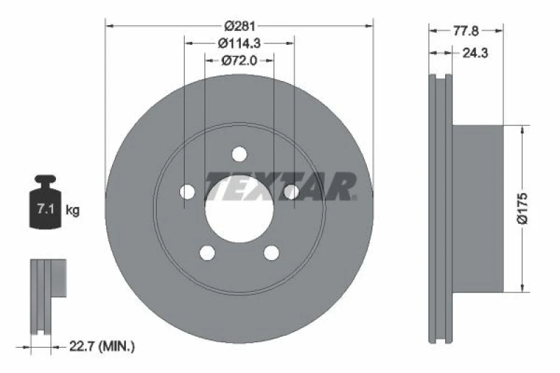 Image of Brake disc TEXTAR 92186803
