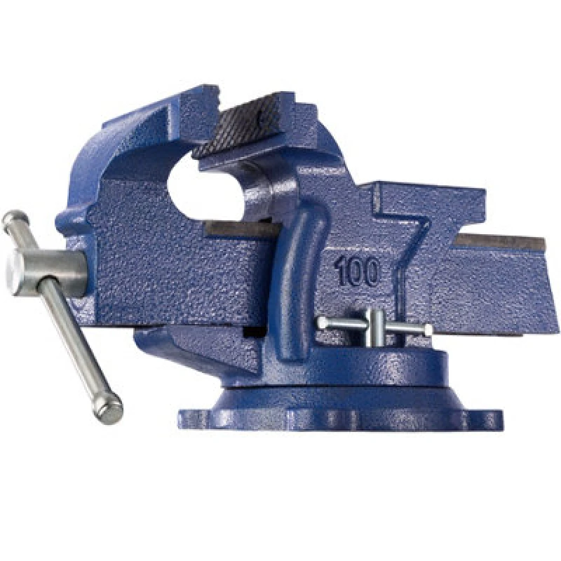 Image of Tectake Bench Vice - Cast Iron, With Anvil, Rotatable, 2 Locking Screws 125mm - Blue