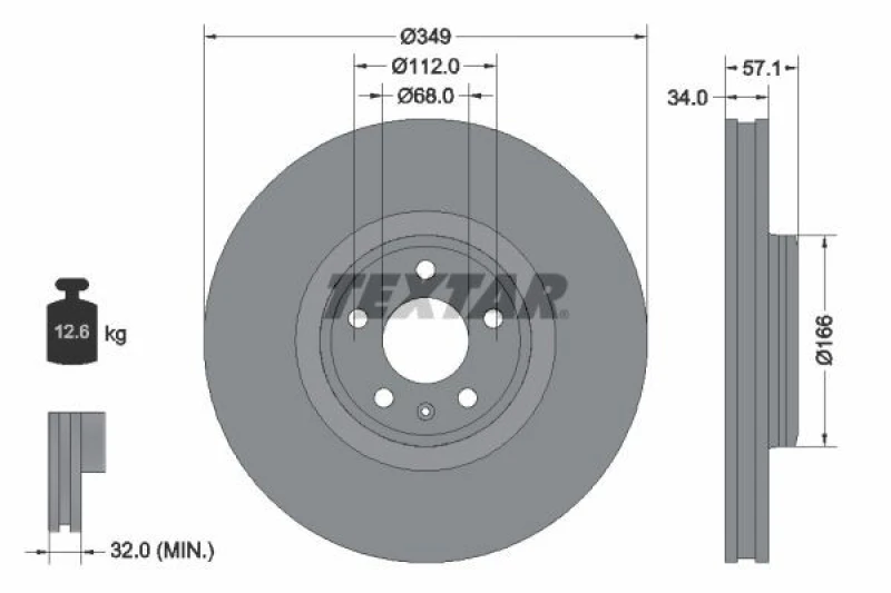 Image of Brake disc TEXTAR 92289305