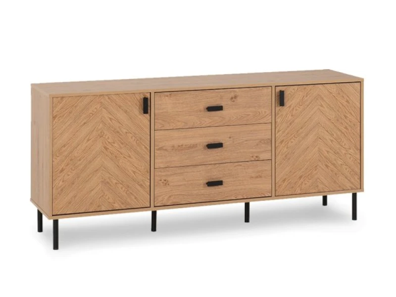 Image of Seconique Leon Oak 2 Door 3 Drawer Sideboard