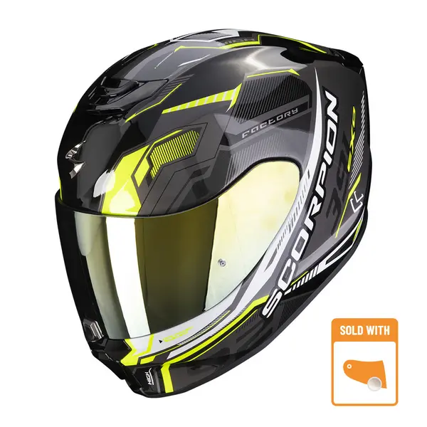 image of Scorpion Exo-391 Haut Black-Silver-Neon Yellow Full Face Helmet 2XL