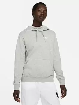 Image of Nike NSW Club Fleece Funnel Hoodie - Dark Grey Heather, Size XS, Women