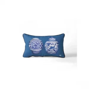 image of YST0284 Dark Blue White Cushion