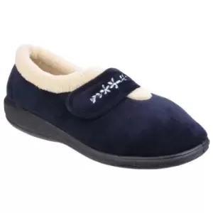 image of Fleet & Foster Capa Touch Fastening Memory Foam Slipper Female Navy UK Size 8