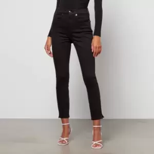 Image of Good American Womens Good Waist Crop Side Slit Jeans - Black001 - US 8/UK 12