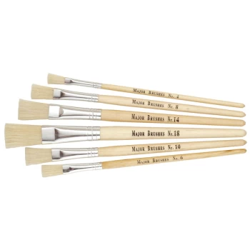 image of Major Brushes Short Handle Flat Hog Brushes - Pack of 6