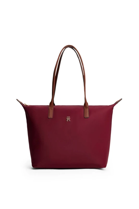 Image of Tommy Hilfiger Womens Popette Nylon Tote Deep Rouge in Burgundy Burgundy Female