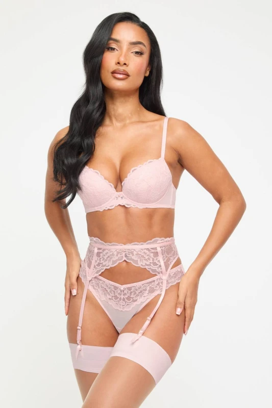 Image of Ann Summers Womens Sexy Lace Padded Plunge Bra in Pale Pink Size: 42D Pale Pink Female 42D