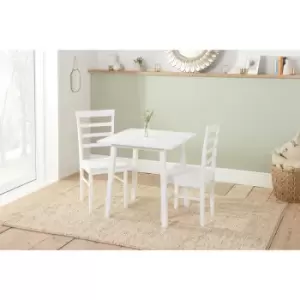 image of Birlea Furniture - Stonesby Dining Set with 2 Upton Chairs White - White