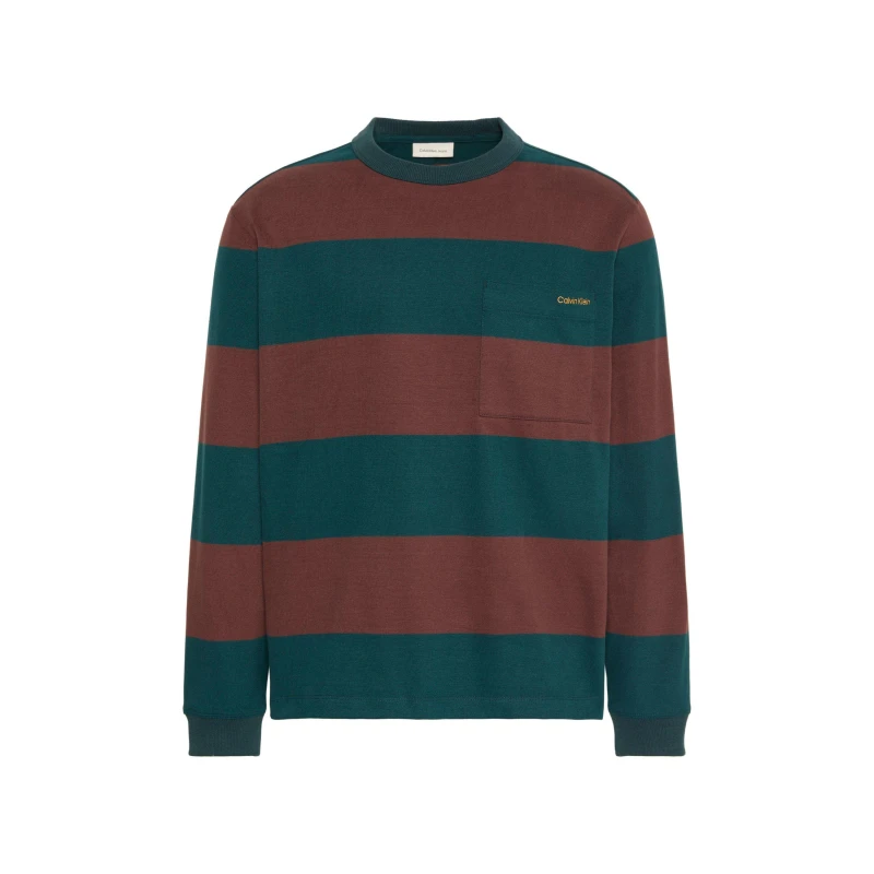 Image of Calvin Klein Jeans Mens Suede Stripe T-Shirt Nurture Navy male L