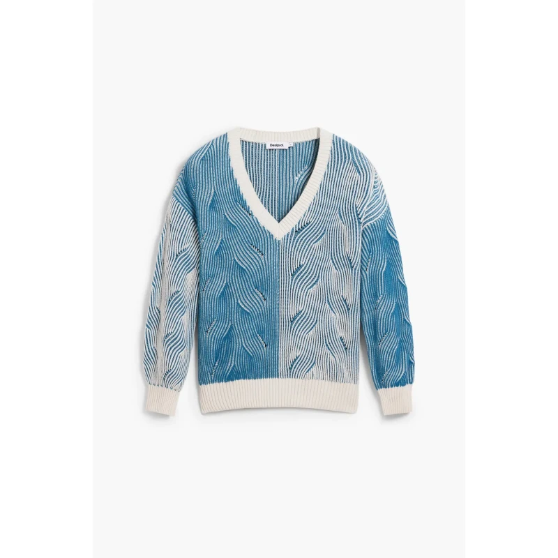 Image of Desigual Womens V-neck sweater Desigual Bristol Bleu Female XL