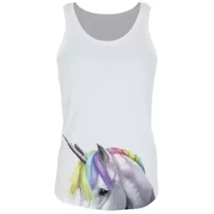 Image of Inquisitive Creatures Womens/Ladies Rainbow Unicorn Vest Top (S) (White)
