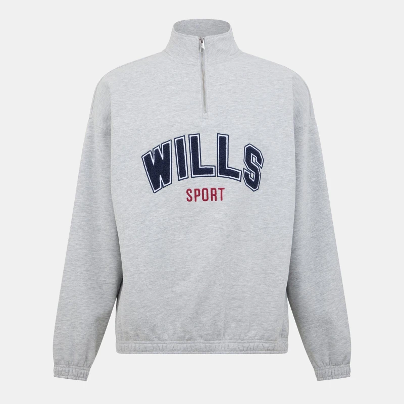 Image of Jack Wills Graphic quarter Zip - Grey Grey XS