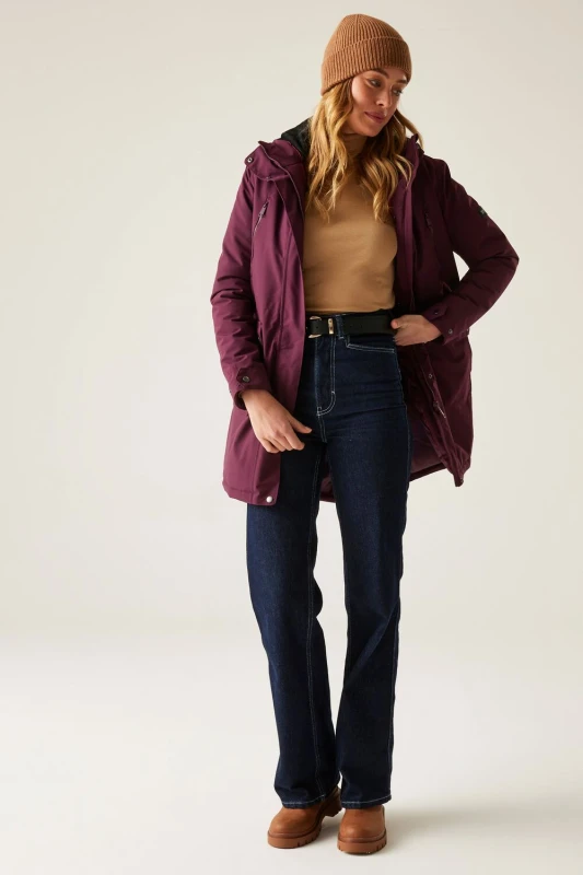 Image of Regatta Womens Valenta Hooded Waterproof Breathable Insulated Jacket in Purple Size: 10 Purple Female 10