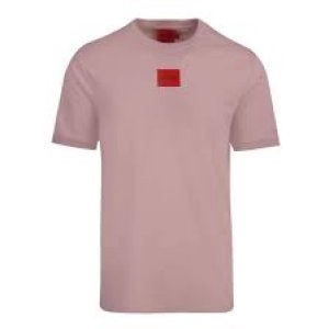 image of Hugo Diragolino Red Patch Logo T-Shirt Light Pink