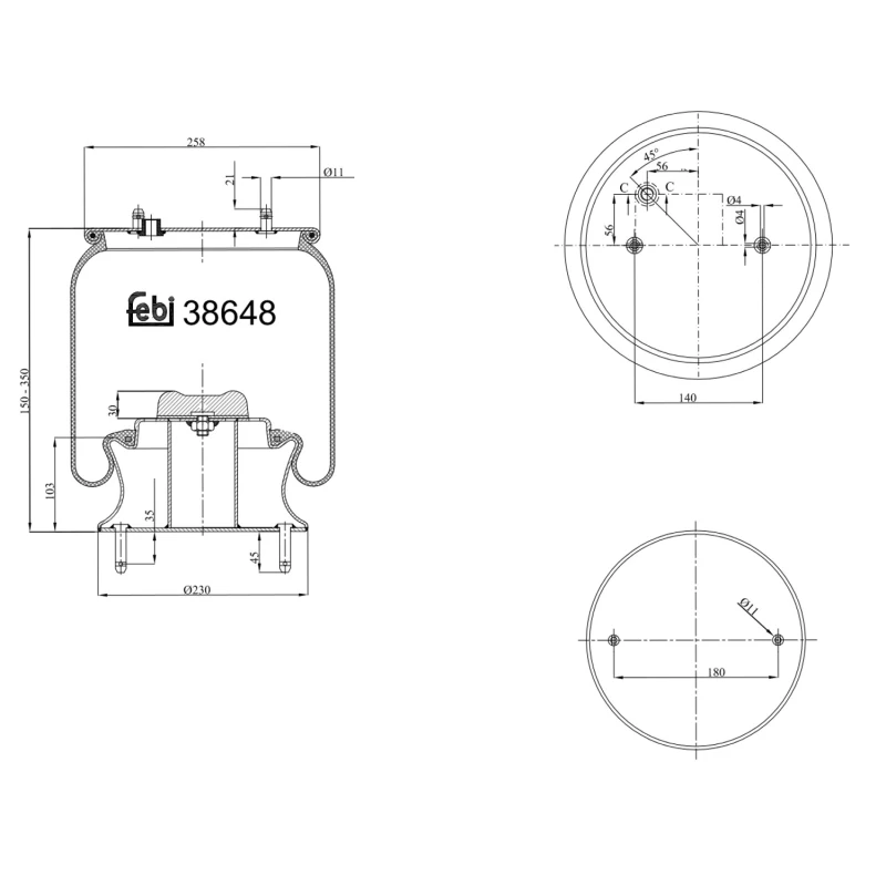 Image of FEBI BILSTEIN 38648 Boot, air suspension Front Axle Right Boot,air suspension (324)