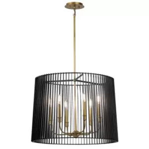 Image of Kichler Linara Wire Frame Pendant Ceiling Light Black & Natural Brass