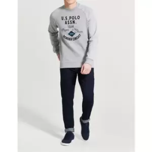 image of US Polo Assn Textured Sleeve Crew Sweatshirt - Grey