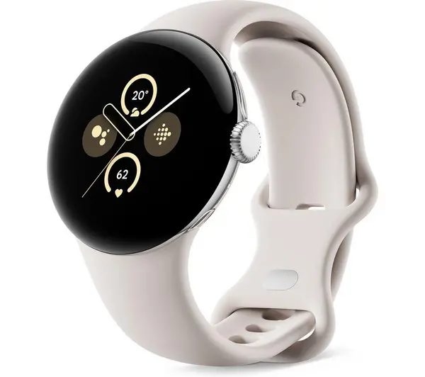 image of Google Pixel Watch 2 WiFi with Google Assistant - Silver, Porcelain Strap, Silver/Grey,White 840353900868