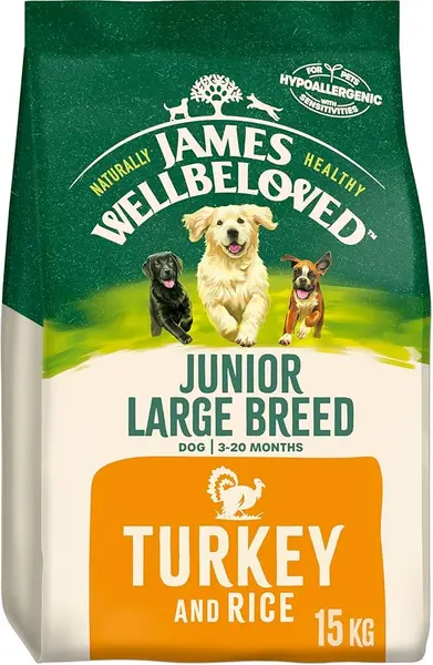 James Wellbeloved Turkey and Rice Junior Dog Food 15kg