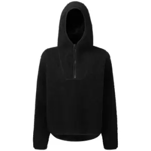 image of TriDri Womens/Ladies Sherpa Fleece Quarter Zip Hoodie (L-XL) (Black)