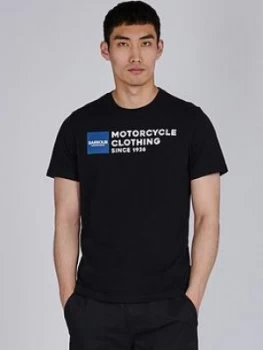 Image of Barbour International Motorcycle Logo T-Shirt - Black