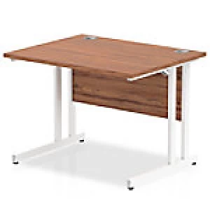 image of Impulse 1000/800 Rectangle White Cantilever Leg Desk Walnut