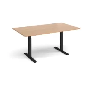 Image of Elev8 Touch boardroom table 1800mm x 1000mm - Black frame and beech top