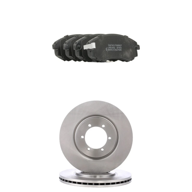 Image of RIDEX 3405B2745 Brake disc and pads set Front Axle, Brake Disc Type: internally vented, with acoustic wear warning Brake Set,disc brakes (3405)