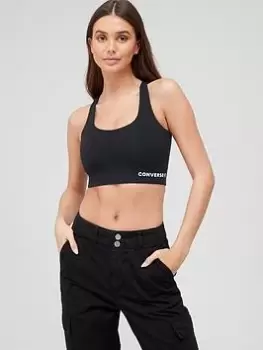 Image of Converse Wordmark Bra Top - Black, Size XL, Women