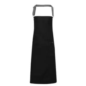 image of Premier Unisex Adults District Waxed Look Denim Bib Apron (black Denim)