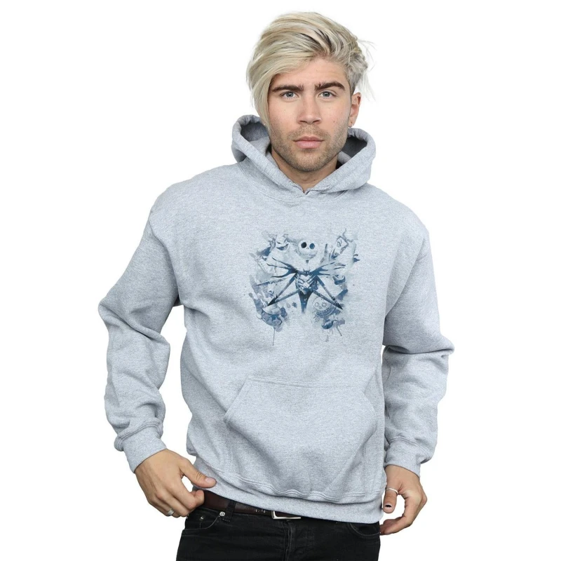 Image of Disney Men Nightmare Before Christmas Paint Spray Carers Hoodie in Grey Size: large Grey L Male 5057864000962