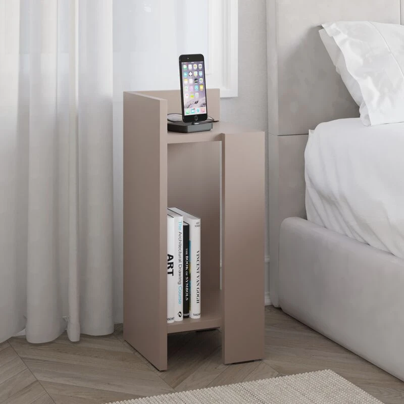 Image of DECORTIE Decortie - Elos Modern Bedside Table Left Module - Mocha Grey - Mocha Grey M.KO.14167.3