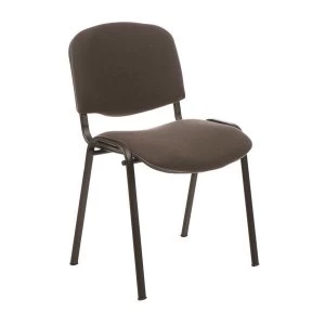 image of Trexus Stackable Fabric Medium Back Chair Charcoal Upholstery with Black Metal Frame