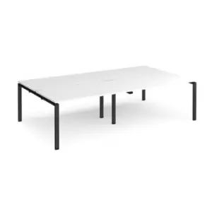 Image of Bench Desk 4 Person Rectangular Desks 2800mm White Tops With Black Frames 1600mm Depth Adapt