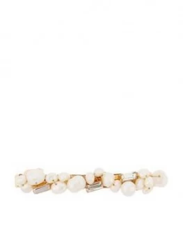 image of Accessorize Freshwater Pearl And Baguette Barrette - Ivory