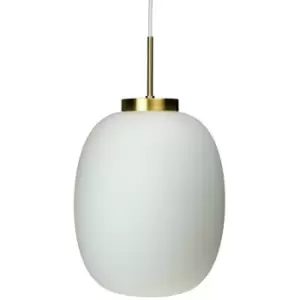 image of Dyberg Larsen Opal Pendant Ceiling Light With Brass Suspension 39cm