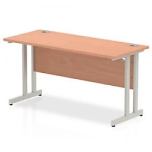 Image of Impulse 1400/600 Rectangle Silver Cantilever Leg Desk Beech