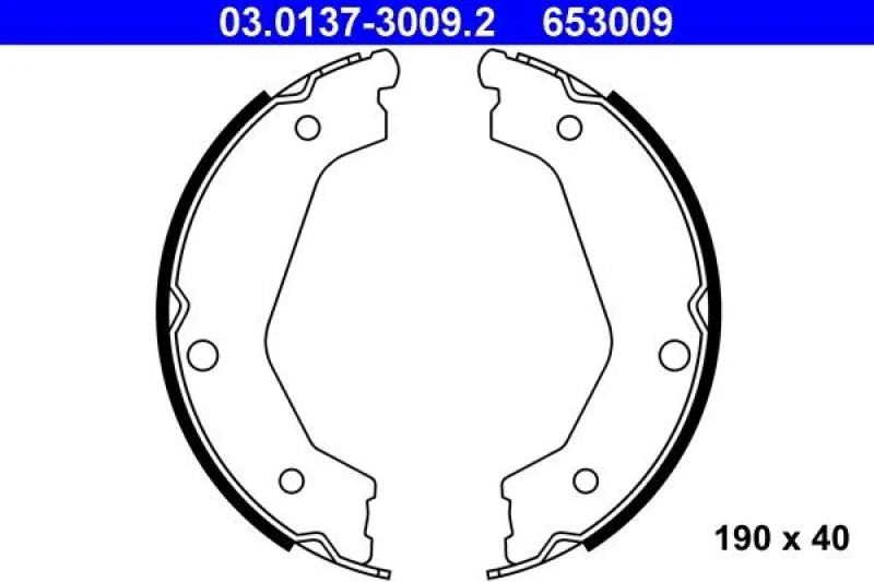 Image of ATE 03.0137-3009.2 Handbrake Shoes without lever Brake Shoe Set,parking brake (1419)