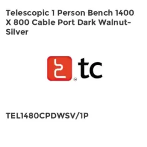 Image of TC Group Telescopic 1 Person Bench 1400 x 800 Cable Port Dark Walnut-Silver