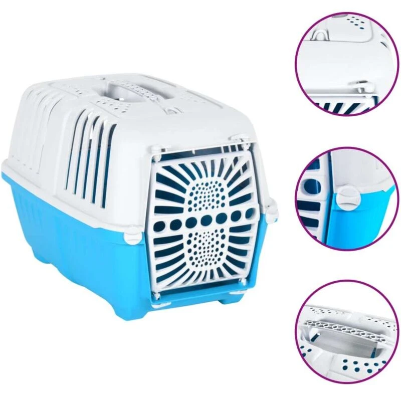 Image of VIDAXL Vidaxl - Pet Carrier White and Blue 48x31.5x33cm Polypropylene 8720845817879