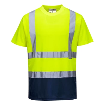 Image of Portwest S378 Hi Vis Tone T-Shirt Yellow / Navy 5XL