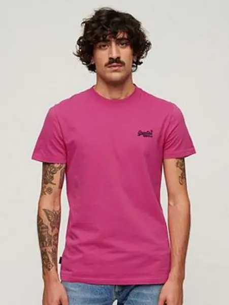 Image of Superdry Echo Pink Organic Cotton Essential Logo T-Shirt Pink Male M 210074UK